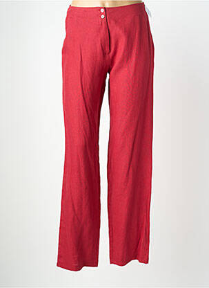 Pantalon droit fermeture zippée sous rabat boutonné rouge QUATTRO femme