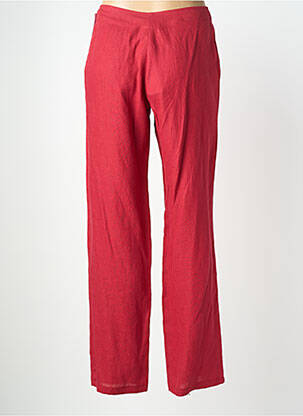 Pantalon droit fermeture zippée sous rabat boutonné rouge QUATTRO femme