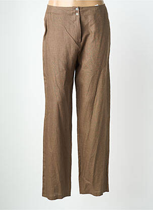 Pantalon droit fermeture zippée sous rabat boutonné marron QUATTRO femme