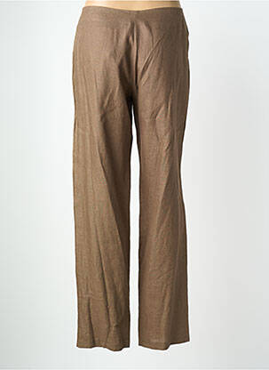 Pantalon droit fermeture zippée sous rabat boutonné marron QUATTRO femme