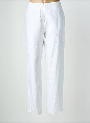 Pantalon droit fermeture zippée sous rabat boutonné blanc QUATTRO femme