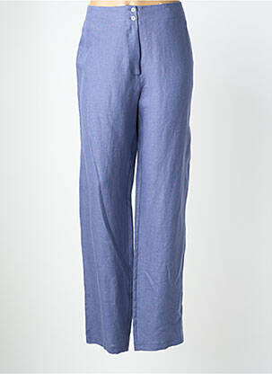 Pantalon droit fermeture zippée sous rabat boutonné bleu fonce QUATTRO femme