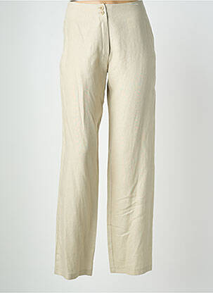 Pantalon droit fermeture zippée sous rabat boutonné beige QUATTRO femme