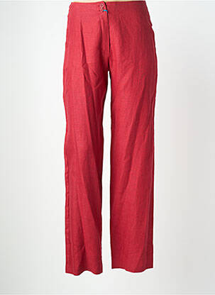 Pantalon droit fermeture zippée sous rabat boutonné rouge QUATTRO femme