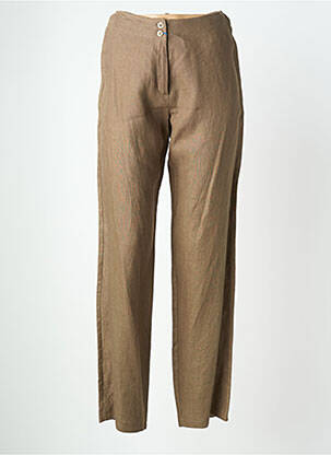 Pantalon droit fermeture zippée sous rabat boutonné marron QUATTRO femme