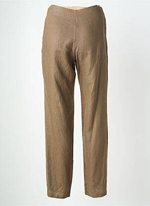 Pantalon droit fermeture zippée sous rabat boutonné marron QUATTRO femme