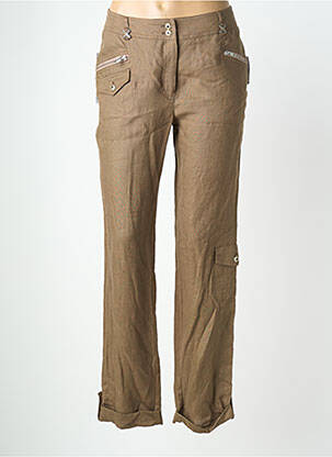 Pantalon droit fermeture zippée sous rabat boutonné marron QUATTRO femme