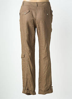 Pantalon droit fermeture zippée sous rabat boutonné marron QUATTRO femme