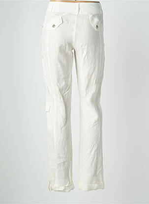 Pantalon droit fermeture zippée sous rabat boutonné blanc QUATTRO femme