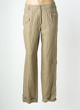 Pantalon droit fermeture zippée sous rabat boutonné vert QUATTRO femme