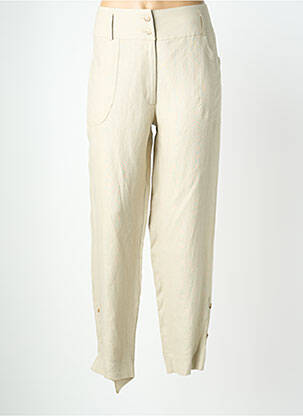 Pantalon droit fermeture zippée sous rabat boutonné beige QUATTRO femme