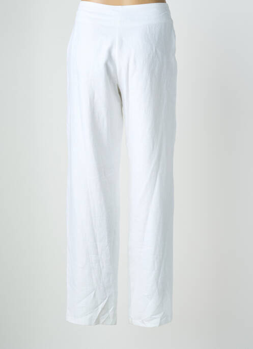 Pantalon droit fermeture zippée sous rabat boutonné blanc QUATTRO femme