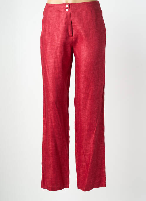 Pantalon droit fermeture zippée sous rabat boutonné rouge QUATTRO femme