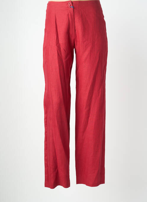 Pantalon droit fermeture zippée sous rabat boutonné rouge QUATTRO femme