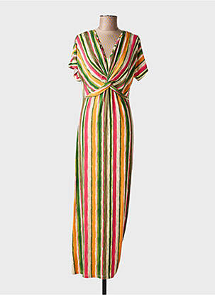 Robe longue manches courtes manches courtes vert MD'M femme