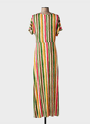 Robe longue manches courtes manches courtes vert MD'M femme