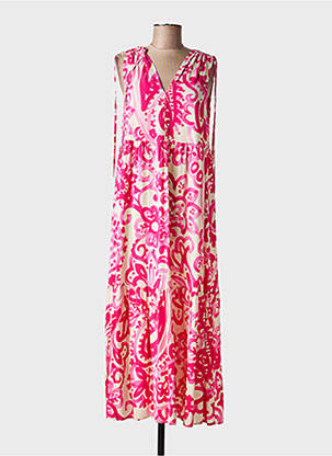 Robe longue tissage popeline sans manche rose LA FEE MARABOUTEE femme