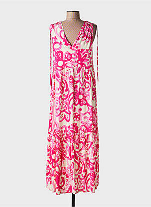 Robe longue tissage popeline sans manche rose LA FEE MARABOUTEE femme
