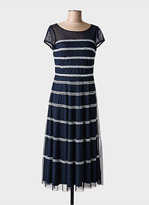 Robe mi-longue manches courtes manches courtes bleu VERA MONT femme