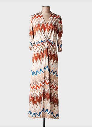Robe longue doublure manches 3/4 orange K-DESIGN femme