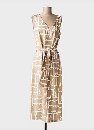 Robe longue imprimé fantaisie sans manche beige SIGNE NATURE femme