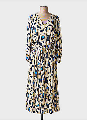 Robe mi-longue coupe fluide manches 3/4 beige SIGNE NATURE femme