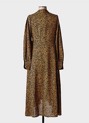 Robe mi-longue imprimé fantaisie manches longues marron MARBLE femme