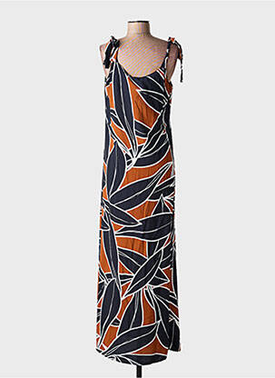 Robe longue tissage popeline fines bretelles noir LA FEE MARABOUTEE femme