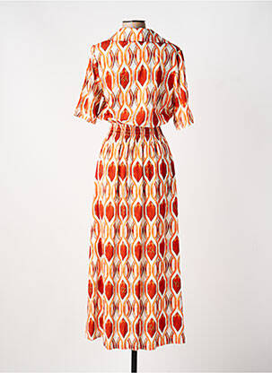 Robe longue tissage popeline manches courtes orange YES.ZEE femme
