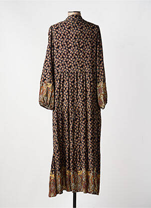 Robe longue tissage popeline manches longues noir LA FEE MARABOUTEE femme