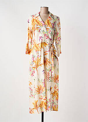 Robe longue imprimé fleurs manches 3/4 jaune DIANE LAURY femme