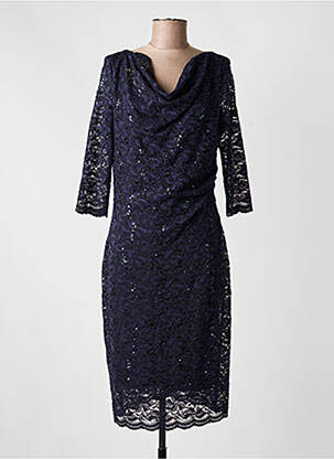 Robe mi-longue manches 3/4 manches 3/4 bleu VERA MONT femme