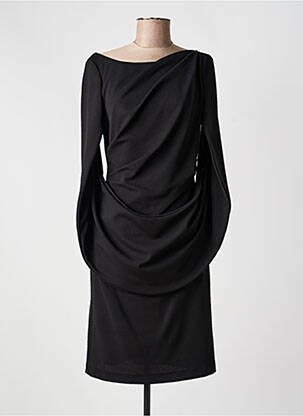 Robe mi-longue manches longues manches longues noir VERA MONT femme