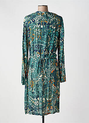 Robe mi-longue imprimé fleurs manches longues vert DIANE LAURY femme