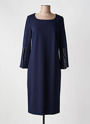 Robe mi-longue manches 3/4 manches 3/4 bleu FRANK WALDER femme