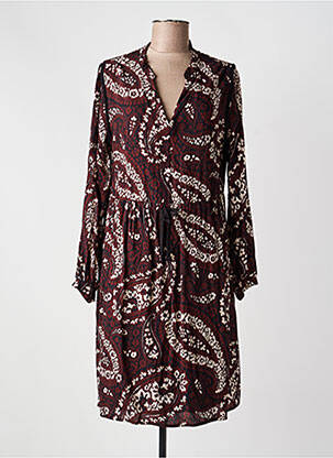Robe mi-longue manches longues manches longues marron LA FEE MARABOUTEE femme