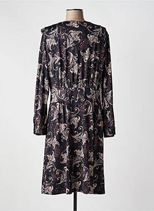 Robe mi-longue imprimé fantaisie manches longues noir K-DESIGN femme