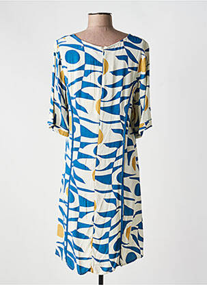 Robe mi-longue coupe fluide manches courtes bleu MD'M femme