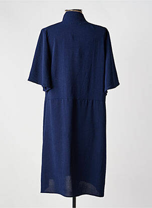 Robe mi-longue coupe fluide manches courtes bleu JULIE GUERLANDE femme