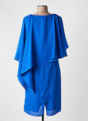 Robe mi-longue tissage crêpe manches courtes bleu GREGORY PAT femme