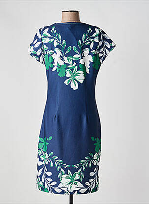 Robe mi-longue imprimé fleurs manches courtes bleu GREGORY PAT femme