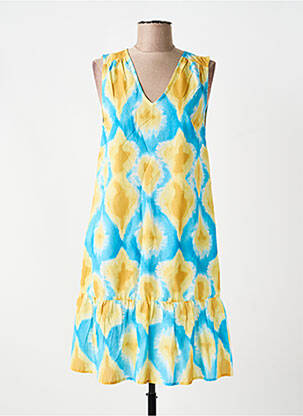 Robe mi-longue imprimé fantaisie sans manche bleu MD'M femme