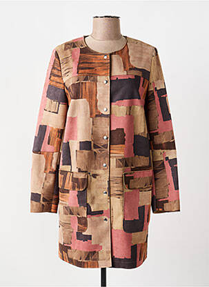 Manteau long fermeture pressionnée sans capuche marron FRANCE RIVOIRE femme