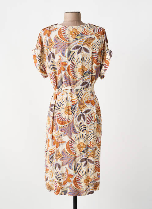 Robe mi-longue tissage crêpe manches courtes beige DIANE LAURY femme