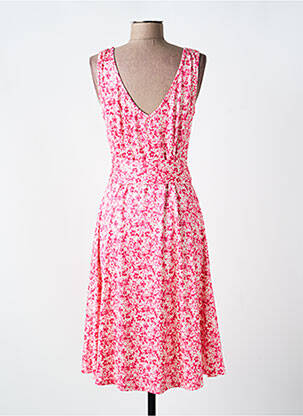 Robe mi-longue imprimé fleurs sans manche rose K-DESIGN femme