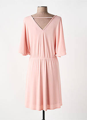 Robe courte coupe fluide manches 3/4 rose RELISH femme