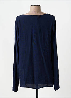 Top tissage crêpe manches longues bleu LA FEE MARABOUTEE femme