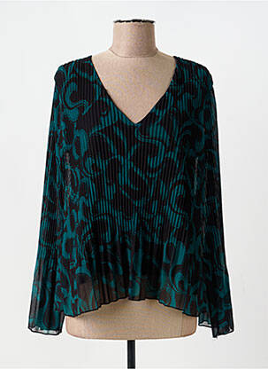 Chemisier tissage crêpe manches longues vert LA FEE MARABOUTEE femme