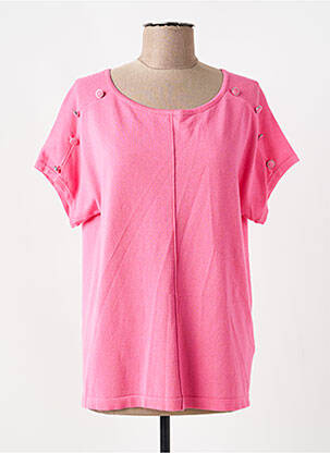 Pull coupe cintrée manches courtes rose MARBLE femme