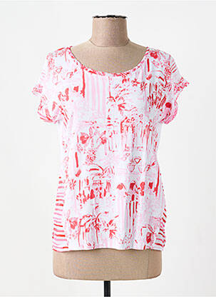 T-shirt imprimé fantaisie manches courtes rouge LEO & UGO femme